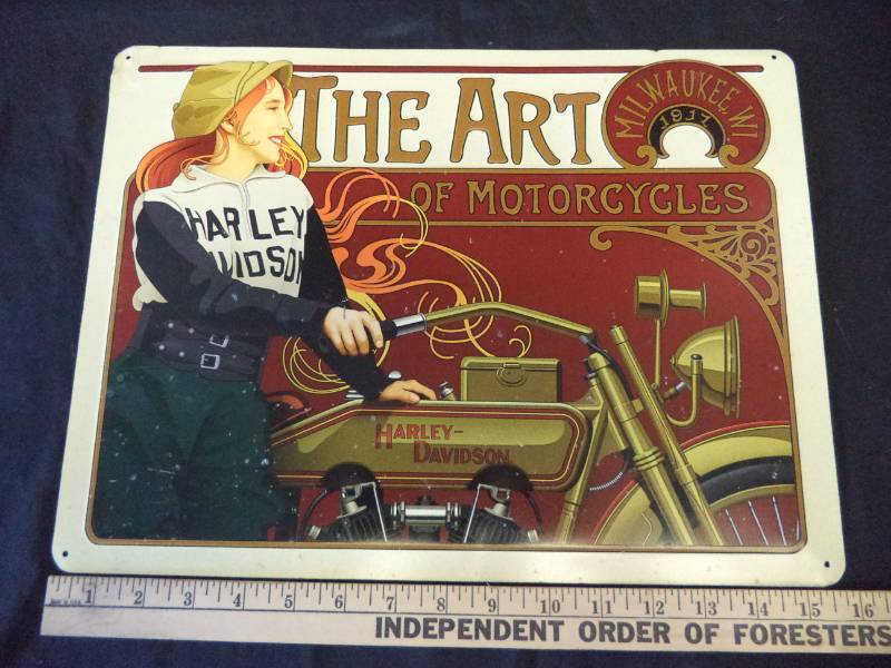 lot 2658 image: Harley Davidson The Art of Motorcycles Metal Sign 16 X 12