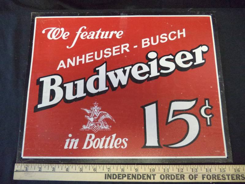 lot 2661 image: Budweiser Metal Sign 16 X 12 12
