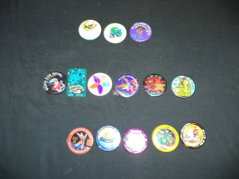 lot 2677 image: River Fest Buttons-1987, 1988, 1989, 1990, 1993, 1994, 1996, 1997, 1999, 2001, 2003, 2007, & 2008