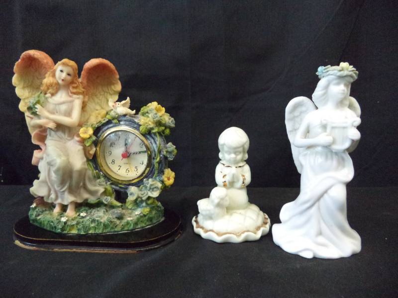 lot 2697 image: Angel Figurines & Angel Clock Works