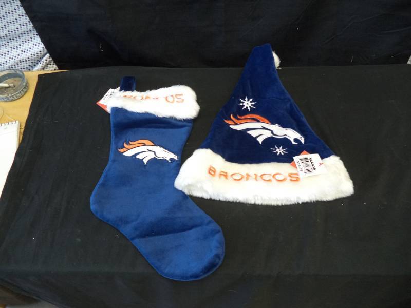 lot 2718 image: Denver Broncos Stocking and Santa Hat