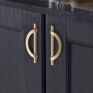 lot 2057 image: FILTA 10 Pack 3.75 Inch(96mm) Hole Centers Brushed Gold Cabinet Pulls,Stylish Kitchen Cabinet Handles Half Moon Zinc Alloy Cabinet Hardware for Cabinets Cupboard Handles Drawer Pulls - Retail $42