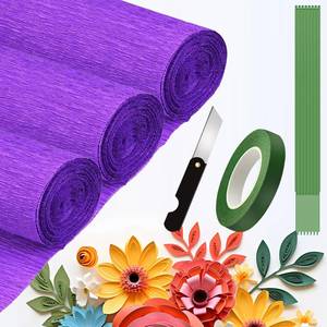 lot 2060 image: Crepe Paper Roll (9.8Inch x 8.2Ft3Rolls),DIY Gift Crepe Paper Sheet Color Paper Flower Set for Birthday Decoration, Party Decoration and Wedding Decoration (Purple) - Retail $10
