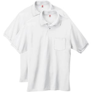 lot 2068 image: Hanes mens Short-sleeve Jersey Pocket (Pack of 2) polo shirts, White, Small US - Retail $10