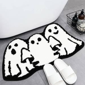 lot 2071 image: Percozzi Halloween Bath Rugs Ghost Bathroom Rug Non-Slip Floor Mat for Bathroom Kitchen Rug Soft Absorbent Bath Tub Mat Room Halloween Bath Rug - Retail $16