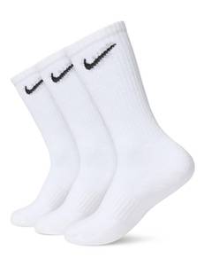lot 2086 image: Nike Unisex Everyday Cushioned Training Crew Socks (3 Pairs), WhiteBlack, X-Large - Retail $18