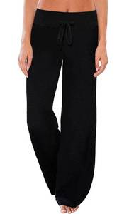 lot 2087 image: AMiERY Womens Trendy Pajama Pants Women Long Lounge Pants Womens Sweatpants Black Casual Wide Leg Athletic XXL - Retail $15
