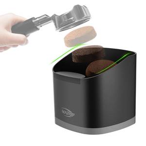 lot 2096 image: IKAPE Espresso Knock Box for Coffee Grounds, Barista Tool Enhanced for Better Manipulation - Black Espresso Machine Coffee Puck Disposal Box - Retail $20