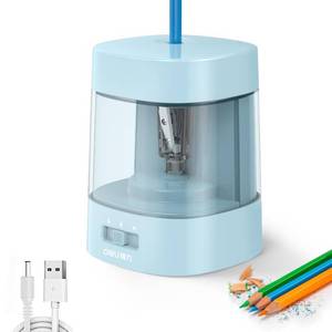 lot 2105 image: Deli Electric Pencil Sharpener, Automatic Pencil Sharpeners for No.2 Pencils Colored Pencils, USB and Battery Operated Pencil Sharpener for Kids, School, Home, Office, Classroom, Blue - Retail $13