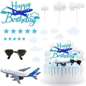 lot 2109 image: Knana 24Pcs Airplane Cake Topper Airplane Figurine Cake Decorations for Airplane Theme Happy Birthday Party Supplies - Retail $13