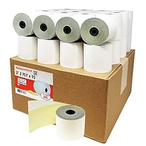 lot 5911 image: (32 Rolls) 2 Ply Carbonless Rolls 3 X 95 Feet WhiteYellow Receipt Paper POS Cash Register Two Ply WhiteCanary for Star Micronics SP700 SP2000 UP389 Omni 480 TMU 220 250 Require Ribbons ERC303438 (B09SKX73RX) - Retail $60in