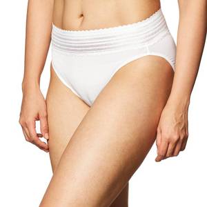lot 6004 image: Warners Womens No Pinching No Problems Lace Hi Cut Brief Panty, White, Medium - Retail $7