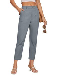 lot 6022 image: GRACE KARIN Casual Business Pants Straight Leg Trousers Long Capris with Pockets Loose Fit Slacks with Pockets Blue Grey M - Retail $1,184