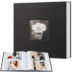 lot 16423 image: Popotop Photo Album 4x6 200 Photos with Writing Space, Leather Cover Album with Display Picture Window, Photo Book for Wedding Family Baby Gift - Retail $13