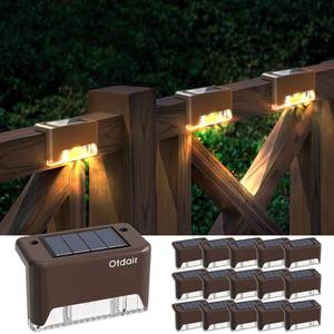 lot 16427 image: Otdair Solar Deck Lights - 16 Waterproof LED Step Lights for Deck, Stairs, Yard, Patio, and Pathway (Warm White) - Retail $16