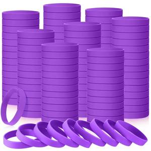 lot 16429 image: Liliful 50 Pcs Plain Silicone Rubber Bracelets Elastic Rubber Wristbands Blank Colored Bracelet Sports Bands for Stretch Wristband Wrist Bands for Women Men Party Gifts(Purple) - Retail $10