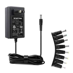 lot 16444 image: Kado Power Adapter 12V-2.5A 2A 1.5A 1.25A 1A ACDC Power Cord 5.5x2.1mm with 8 Tips Made for Sceptre Monitor, Echo Smart Speaker and Display, Webcam, Router, Mini PC, Projector, CCTV, Bluetooth Speaker - Retail $12