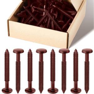 lot 16447 image: Blulu 60 Pcs 3 Inch Vinyl Shutter Fastener Window Panel Peg Lok Pin Pegs Screws Shutter Spikes Anchor (Burgundy Red) - Retail $25
