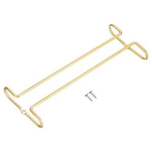 lot 16461 image: uxcell Gold Stainless Steel Under Cabinet Wine Glass Rack, 1pcs 10-Inch Stemware Hanging Rack, Dust Resistant, Adjustable, 260mm x 110mm x 30mm, Home Use - Retail $10