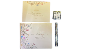 lot 16479 image: Elegant Floral Memory Book with Guest Sign-in Set - Retail $35