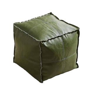 lot 16494 image: Louis Donn 17.7x17.7inch Unstuffed Pouf Ottoman Cover Moroccan Poofy Ottomans footrest Square Green Faux Leather FootStool with Storage Waterproof Easy Cleaning for Living Room (Only Cover No Filler) - Retail $25