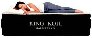 lot 19490 image: King Koil Luxury Air Mattress Queen with Built in Pump, Integrated Premium Pillow Inflatable Airbed for Guests, Camping and Home (Manufacturer Warranty) QUEEN - Retail $150