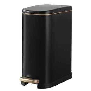 lot 19505 image: ELPHECO Bathroom Trash Can with Lid Soft Close, 3.5 Gallon  13.5 Litre Stainless Steel Pedel Garbage Can with Removable Inner Bucket, Wastebasket for Bathroom, Office, Bedroom, Matte Black - Retail $40