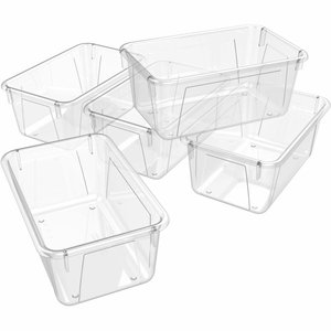lot 19506 image: Storex Small Cubby Bin  Clear  4-Pack - Retail $51