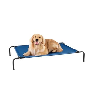 lot 19516 image: STARLATTA Elevated Dog Bed for Large Dogs,Raised Dog Cots,Indoor and Outdoor Cooling Waterproof Pet Hammock with Washable Breathable Mesh,Blue 42in - Retail $28