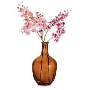 lot 19531 image: Hewory Large Amber Glass Vase for Decor 12in Tall Farmhouse Decorative Floor Vase, Round Bubble Balloon Vase Glass Jug Vases for Coffee Table Fireplace Mantel Entryway Living Room Bedroom Kitchen - Retail $34