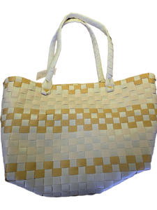 lot 19536 image: Woven Two-Tone Tote Bag 3 Count - Retail $35