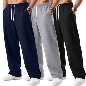 lot 19547 image: August Alley 3 Pack Big and Tall Mens Sweatpants Open Bottom Athletic Pants Drawstring Elastic Waist with Pockets(Navy Blue, Light Mix Gray, Black,4X-Large) - Retail $54