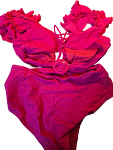 lot 20145 image: Bright Pink Swimsuit with Skirt Size Large UNBRANDED  - Retail $25