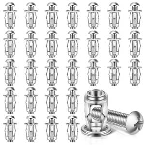 lot 20159 image: Etauwe M5 x 25mm Heavy Duty Hollow Wall Anchors, Zinc Plated Steel Hollow Drive Wall Anchor Screws for Drywall, Plaster and Tile30 PCS - Retail $8