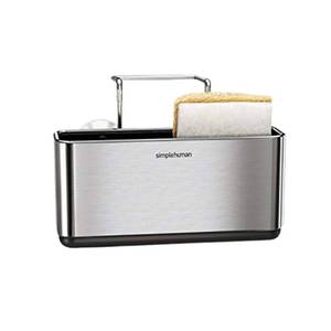 lot 20176 image: simplehuman Slim Sink Caddy Sponge Holder, Brushed Stainless Steel, Silver - Retail $25
