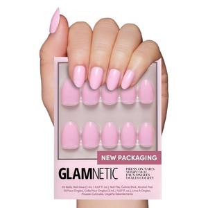 lot 20193 image: Glamnetic Press On Nails - Think Pink  Solid Opaque Light Pastel Pink Short Oval Nails, Salon Quality  15 Sizes - 30 Nail Kit - Retail $16