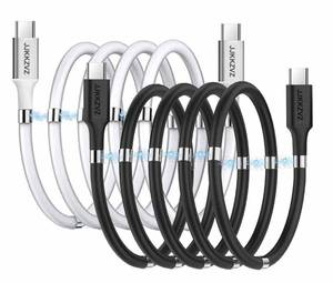 lot 20205 image: JJKKZVZ 2Pack Upgraded Magnetic USB C to USB C Fast Charging Cable (3ft 60W), Magnetic Charging Cable, USB 2.0 Type C Charging Data Transfer Cable with Soft Protective Tube for All USB C Devices - Retail $15