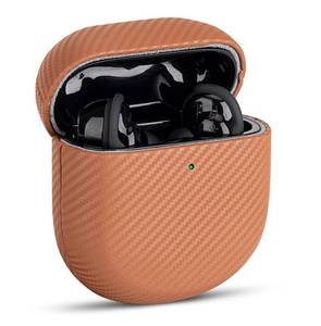 lot 20211 image: Haobobro Leather Case - for Bose QuietComfort Ultra 2 (2025), QuietComfort Ultra Earbuds (2023) and Bose Quiet Comfort Earbuds II Case (2022) - Leather Cover with Carbon Fibre Texture - Brown - Retail $30