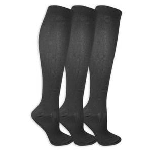 lot 20220 image: Dr. Scholls Women Travel Compression Knee High - 3 Pair Packs Energizing Comfort And Fatigue Relief Socks, Black, 8-12 US - Retail $14