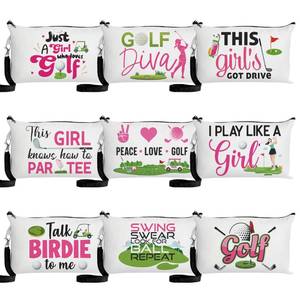 lot 20223 image: R HORSE 9Pcs Golf Makeup Bag Inspirational Gifts for Women Girls, Ladies Canvas Cosmetic Toiletry Pouch Bag Accessories Christmas Birthday Gifts for Golf Player Lover Fan - Retail $17