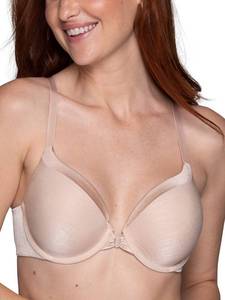 lot 6045 image: Vanity Fair Womens Illumination Front Closure Bra, 3-Way Convertible Staps, Lightly Lined Cups up to DD, Beige, 38D - Retail $30