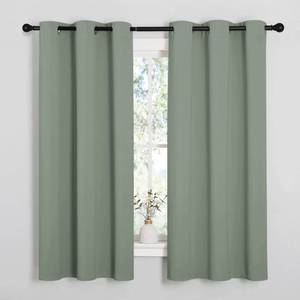 lot 6050 image: NICETOWN Greyish Green Nursery Essential Thermal Insulated Solid Grommet Top Blackout Short CurtainsDrapes for Sons Room (1 Pair, 42 x 63 inches) - Retail $26