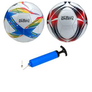 lot 6064 image: Xcello Sports Soccer Ball Size 3 Assorted Graphics with Pump (Pack of 2) - Retail $25