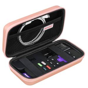 lot 6065 image: BOVKE Hard Case for Roku Voice Remote Controller, Streaming Stick  4K, TV Steaming Stick 3820R 3821R3941R, Extra Mesh Pocket for Adapters, Cables, Rose Gold - Retail $9