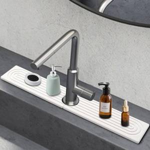lot 6067 image: EKRHORBY Stone Faucet Mat for Kitchen Sink - Super Absorbent Sink Protectors,24 Diatomaceous Earth Faucet Splash Guard, Prevents Moisture Buildup, Durable Protector for Kitchen,Bathroom Counter - Retail $16