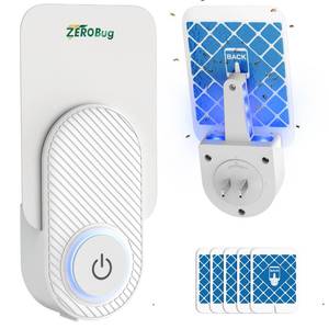 lot 6081 image: ZeroBug Fruit Fly Traps for Indoors, 4X Target Capture Rate Traps for House and Fruit Fly, Gnat, Mosquito with UV and Blue Light, Plug in Bug Catcher and Killer for Indoor (1 Device and 5 Sticky Refills)