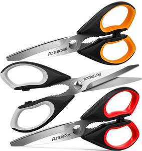 lot 6083 image: Astercook Heavy Duty Kitchen Shears with Serrated Blade, Ergonomic Handle - For Poultry, Herbs, Vegetables - Retail $12