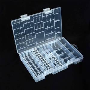 lot 6108 image: YXQ 47 Batteries Organizer Storage Case Box Holder Clear Plastic Container Portable- Holds 16 AAA20 AA 2 9V5 C4 D Various Sizes and Tester - Retail $9