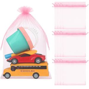 lot 6113 image: Sweetude 30 Pcs 16 x 24 Inches Extra Large Drawstring Organza Bags Mesh Gift Drawstring Pouches Mesh Jewelry Bags for Party Wedding Favor Candy Vegetables Growing Plants (Pink) - Retail $20