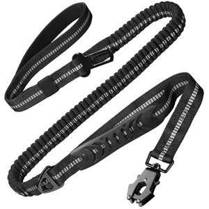 lot 6115 image: Heavy Duty Dog Leash, 4-6FT Shock Absorbing Dog Leashes with Traffic Handle and Comfortable Padded Handles, Advanced Easy Metal Clip, No Pull Reflective Leash for Medium Large Dogs That Pull (Black) - Retail $15